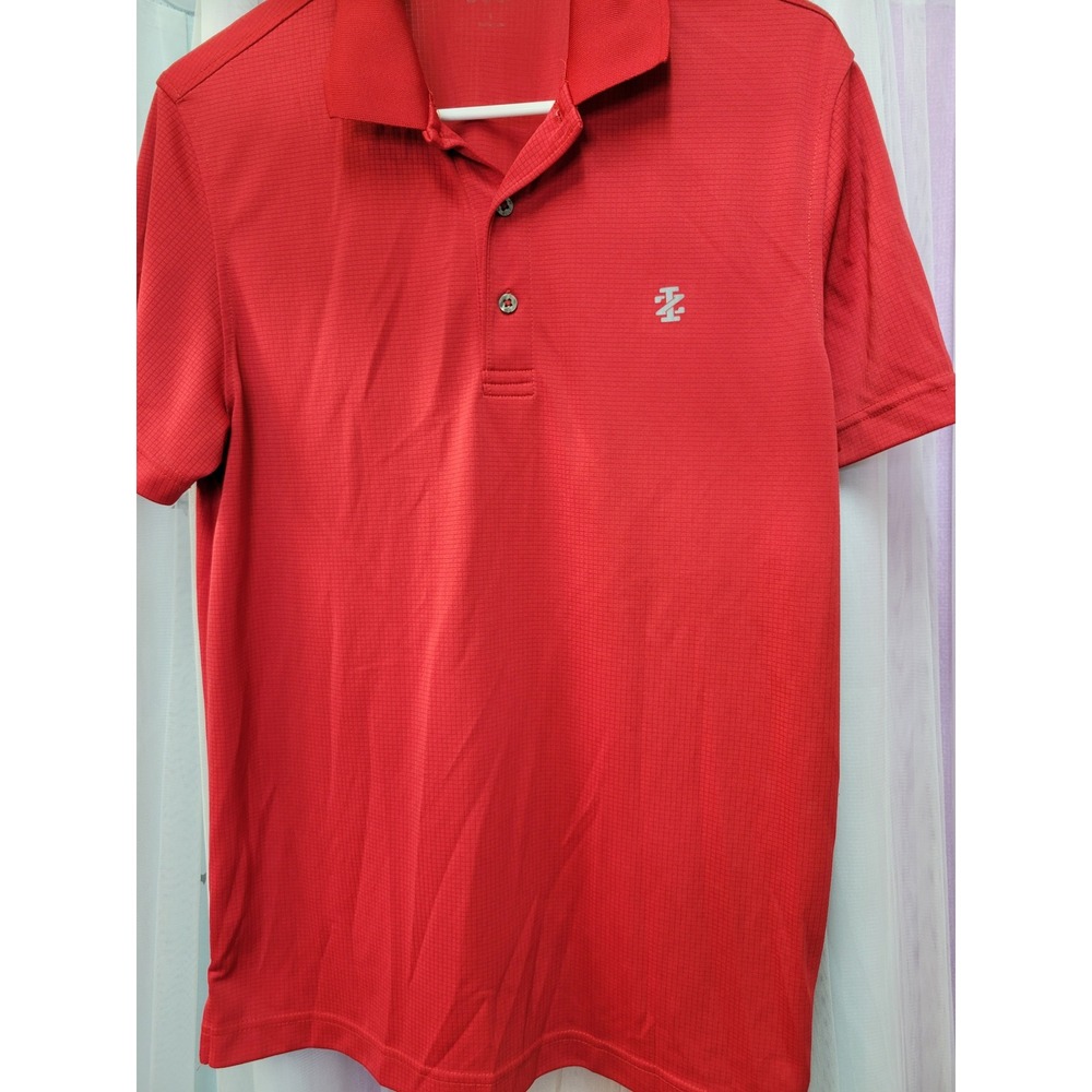 IZOD Golf Mens Small Red Grid Textured Short Sleeve Performance Polo Shirt 10-03